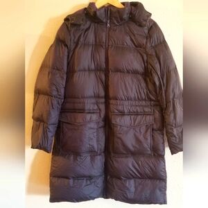 Lands End Womens Dark Plum Full Length Coat size L